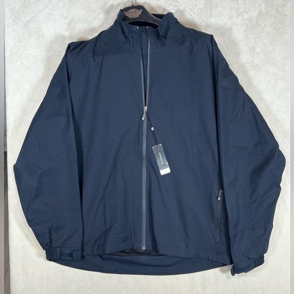 NWT Turtleson L Waterproof Navy Full Zip Golf Performance Windbreaker Coat R4 - Picture 1 of 12